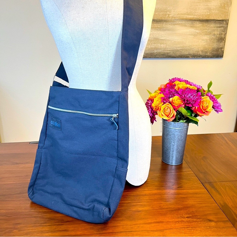 Adidas Dark Blue Crossbody Messenger Bag With Adjustable Strap